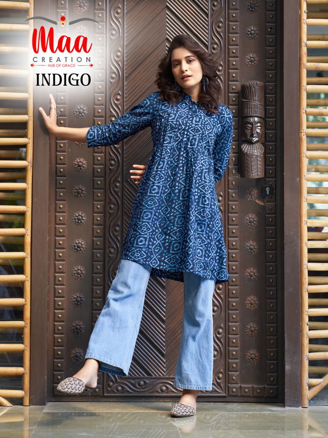 Maa Indigo Cotton Size Set Wholesale Printed Kurtis Catalog